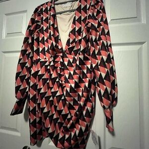 NWT ASOS Pink and Black Geometric Wrap Mini Dress